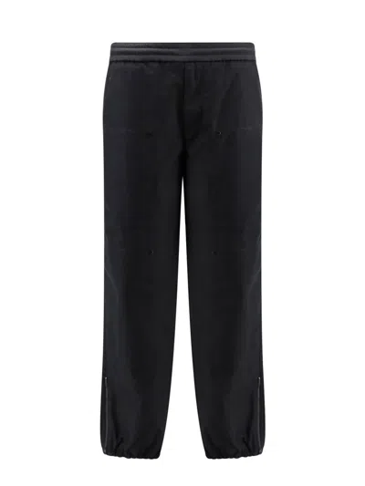 Moncler Embroidered-logo Trousers In Black
