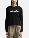 Moncler Cropped Sweater With Contrasting Embroidered Logo In Black
