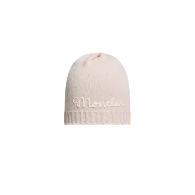 Moncler Kids' Bonnet En Laine Et Cachemire À Logo Brodé, Filles, Rose, Taille: Xxs In Pink