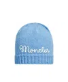 Moncler Embroidered Logo Wool  Cashmere Beanie In Blue