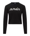 Moncler Embroidered Logo Wool Blend Sweater In Black