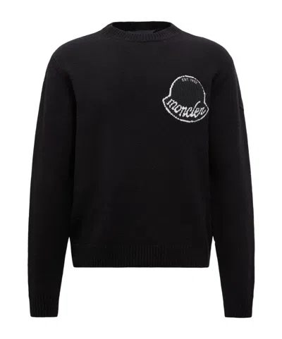 MONCLER EMBROIDERED LOGO WOOL SWEATER