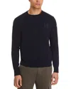 Moncler Embroidered Monogram Cotton Crewneck Sweater In Black