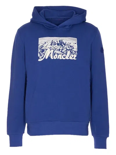 MONCLER EMBROIDERED MOUNTAIN COTTON HOODIE