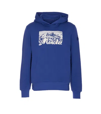 MONCLER EMBROIDERED MOUNTAIN LOGO COTTON HOODIE