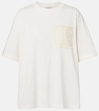 Moncler Embroidered Oversized Cotton Jersey T-shirt In White
