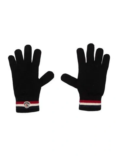 Pre-owned Moncler Embroidered Patterned Gloves In Black