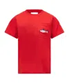 Moncler Embroidered Shark Cotton T-shirt In Red