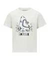 Moncler Embroidered Shark Motif Cotton Jersey T-shirt In White