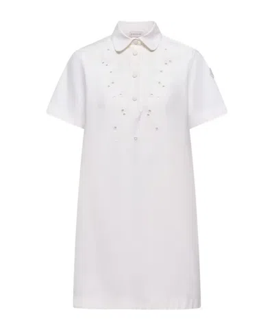 Moncler Embroidered Shirt Dress In White