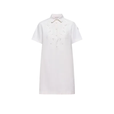 Moncler Robe Chemise Brodée, Femme, Blanc, Taille: 46 In White