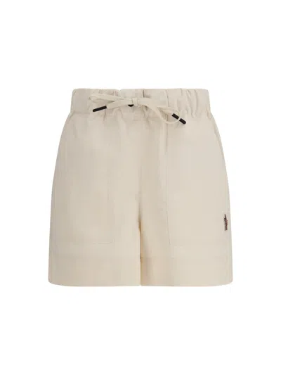 Moncler Embroidered Shorts In Neutral