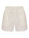 Moncler Embroidered Bermuda Shorts With Scalloped Edges In Neutral