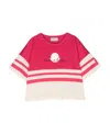 Moncler Embroidered-slogan Cotton T-shirt In Purple-red