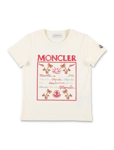 Moncler Kids' Embroidered T-shirt In Beige