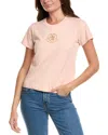 Moncler Embroidered Heart Logo Cotton T-shirt In Pink