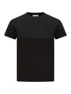 Moncler Black T-shirt With Embroidered Logo On The Front And Logo Patch On The Sleeve In Cotton Woma In Black