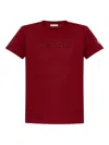 Moncler Embroidered Tonal Logo Cotton T-shirt Clothing In Red