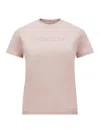 Moncler Embroidered Tonal Logo Cotton T-shirt In Pink & Purple