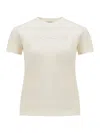 Moncler White Cotton Embroidered Logo T-shirt In White