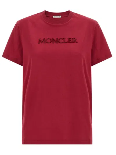 Moncler Embroidered Tonal Logo Cotton T-shirt In Multi