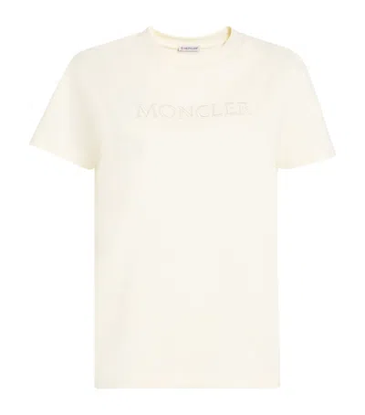 Moncler Embroidered Tonal Logo T-shirt In White