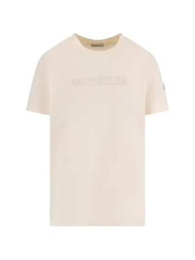 Moncler Embroidered Tonal-logo Cotton T-shirt In Multi
