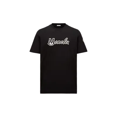 Moncler T-shirt En Coton À Logo Universitaire Brodé In Black