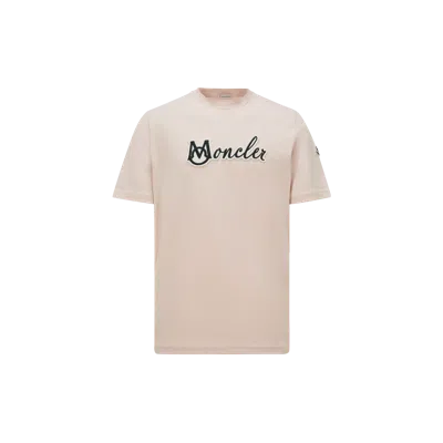 Moncler T-shirt En Coton À Logo Universitaire Brodé In Pink