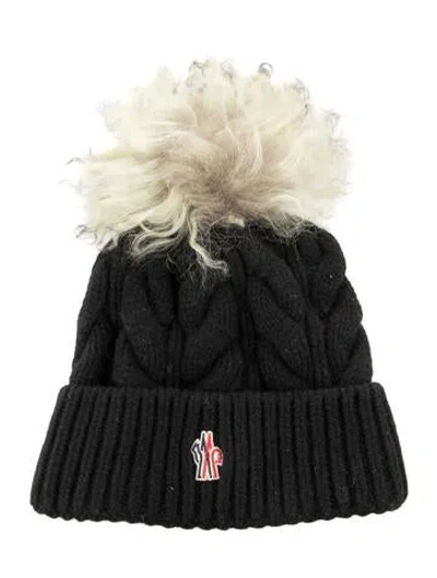 Pre-owned Moncler Embroidered Wool Beanie In Black