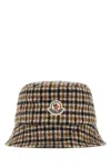 Moncler Embroidered Wool Blend Reversible Bucket Hat In Brown