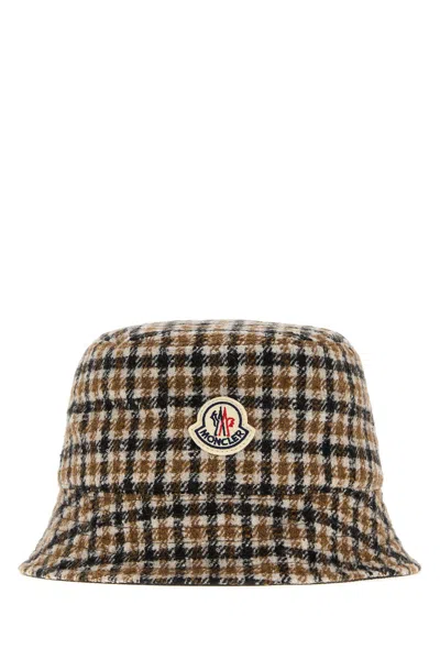 Moncler Embroidered Wool Blend Reversible Bucket Hat In White