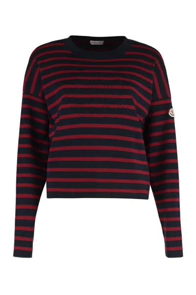 Moncler Embroidered Wool Sweater In Multi
