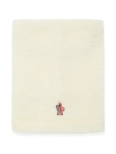 Moncler Kids' Embroidered-logo Fleece Scarf In Brown
