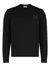Moncler Cotton Knit Sweater Featuring Embroidery In Black