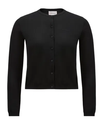 MONCLER EMBROIDERED LOGO COTTON CARDIGAN