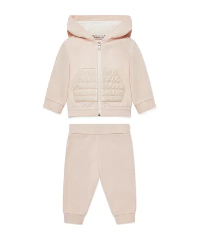 Moncler Embroidery Logo Cotton Sportswear Set In Pink