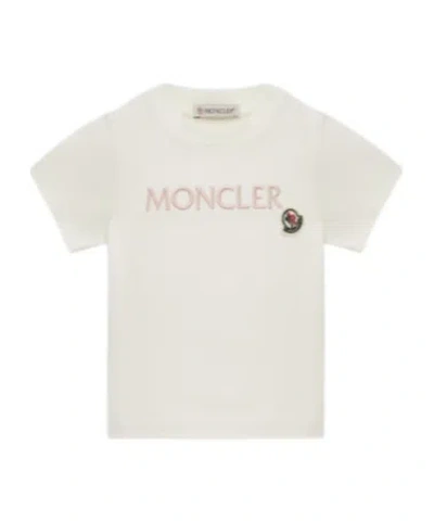 Moncler Embroidery Logo Cotton T-shirt In White