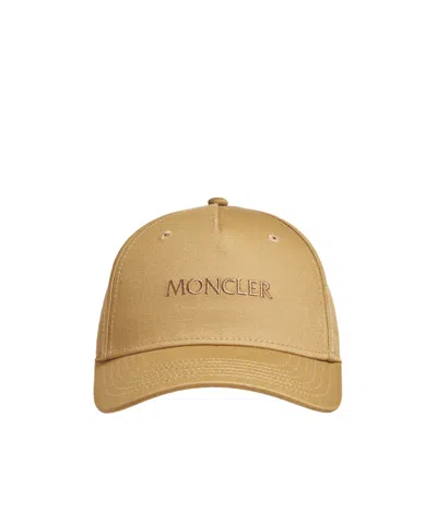 Moncler Embroidery Logo Gabardine Baseball Cap In Nude