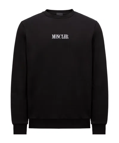 Moncler Embroidery Logo Sweatshirt In Black