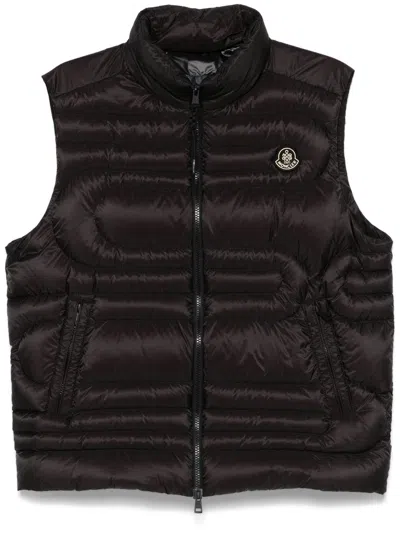 Moncler Emeishan Snake-quilted Down Gilet In Black