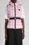 Moncler Emilion Box Quilted Down Vest In Pink