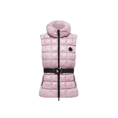 MONCLER EMILION SQUARE-QUILTED DOWN GILET, WOMEN, PINK, SIZE: 3
