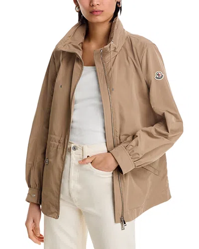 Moncler Enet Cinched Waist Parka In Beige