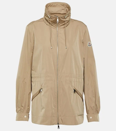 Moncler Enet Technical Twill Parka In Beige