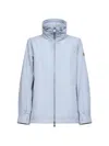 Moncler Enette Hooded Short Parka Jacket In Blue