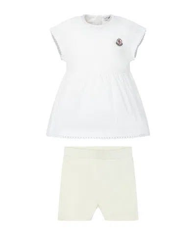 Moncler Babies'  Enfant Contrast-trim Crewneck Dress In White