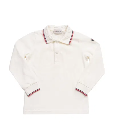 Moncler Enfant Button Detailed Long-sleeved Polo Shirt In White