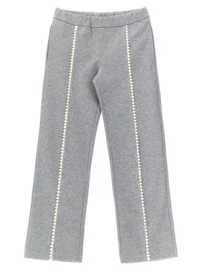 Moncler Enfant Details Crochet Joggers In Gray
