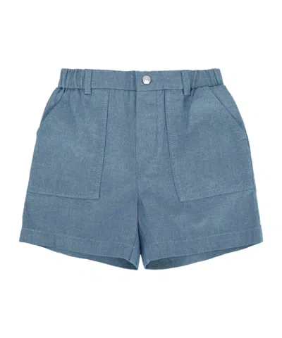 Moncler Kids'  Enfant Elasticated Waistband Logo Patch Shorts In Blue
